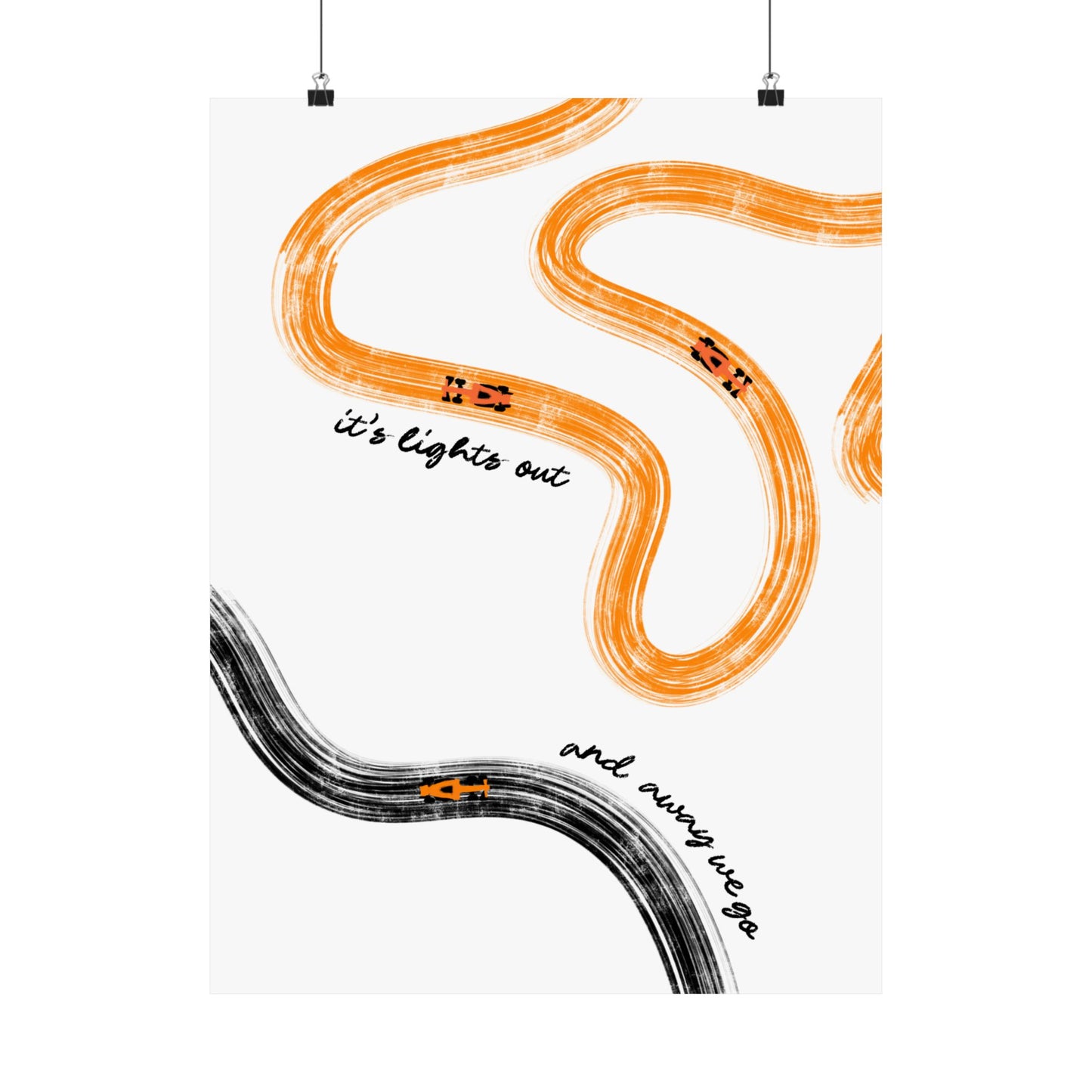 F1 McLaren Orange and Black Matte Vertical Poster | F1 Giclée Art Print (US SIZING)