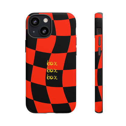 F1 Ferrari Black and Red Checkered Phone Case, Box Box Box F1 Phone Case