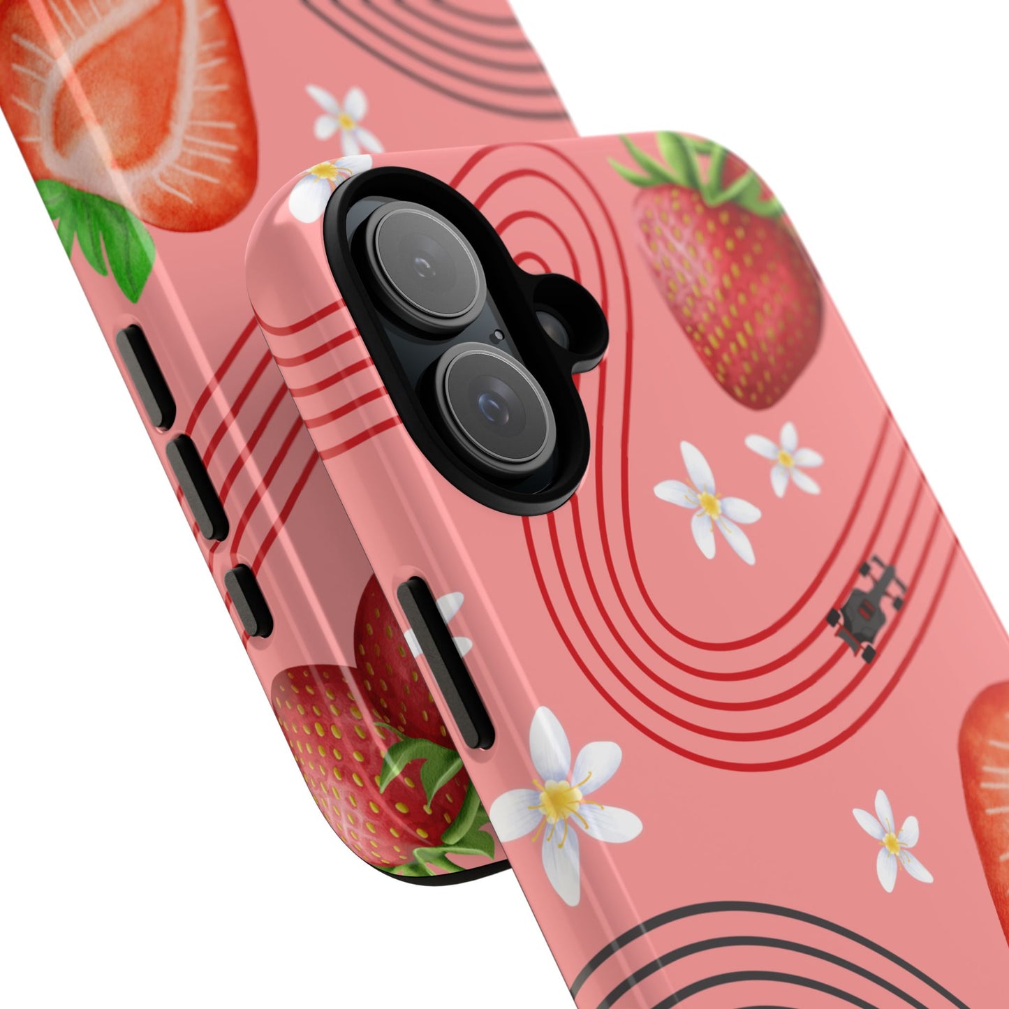 Red F1 Audi and Strawberries Phone Case, Trendy F1 Gift, Formula 1 Gift, Cute Fruit F1 Phone Case, Unique Phone Case