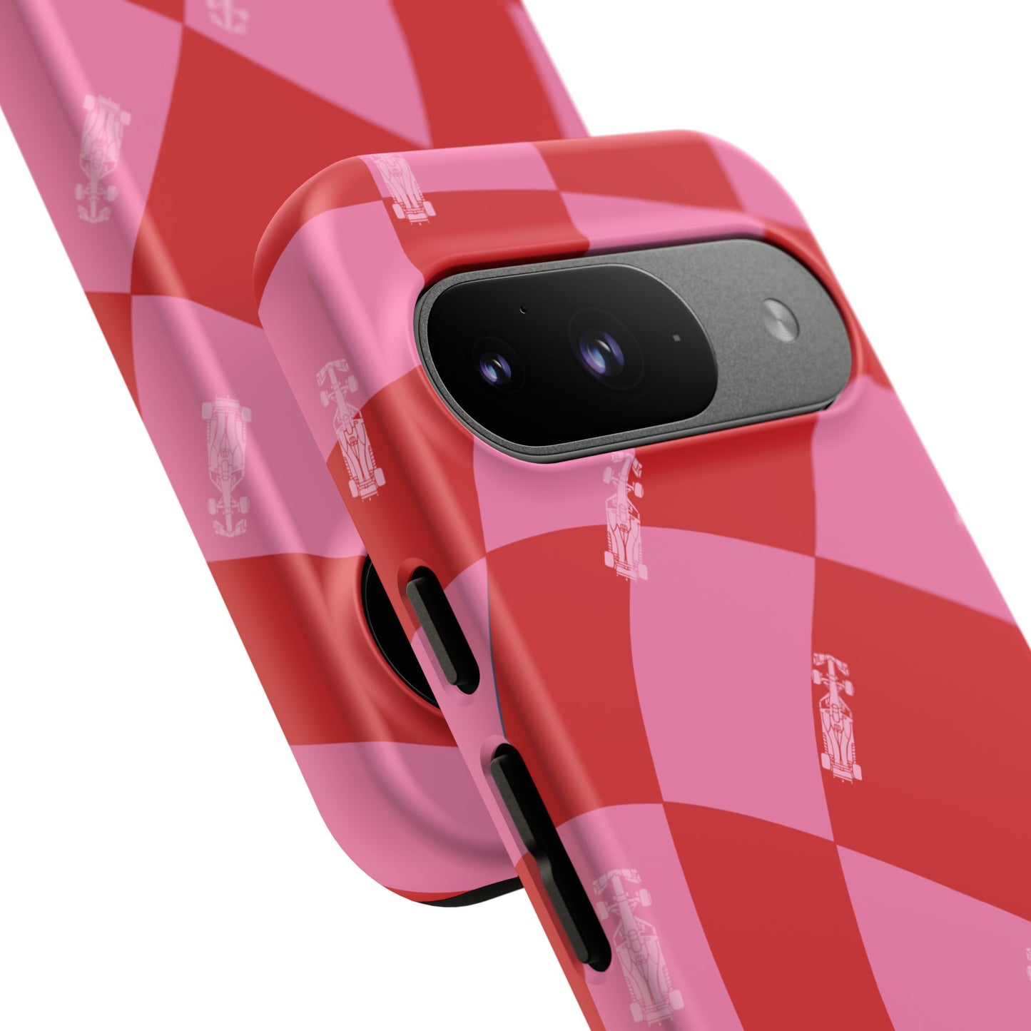 F1 Phone Case Pink and Red Checkerboard Design, Trendy F1 Gift, Girly Formula 1 Gift, Cute F1 Phone Case, Unique Formula One Phone Case