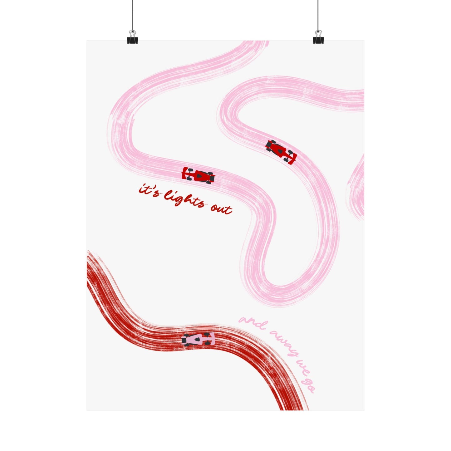 Pink and Red F1 Matte Vertical Poster | F1 Giclée Art Print (US SIZING)