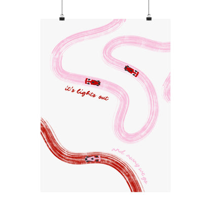 Pink and Red F1 Matte Vertical Poster | F1 Giclée Art Print (US SIZING)
