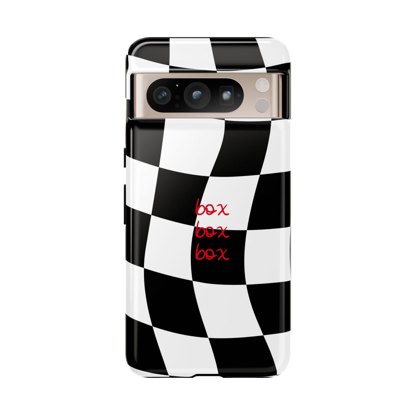 Black and Red Checkered F1 Phone Case, Box Box Box F1 Phone Case