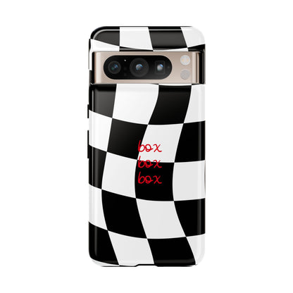 Black and Red Checkered F1 Phone Case, Box Box Box F1 Phone Case