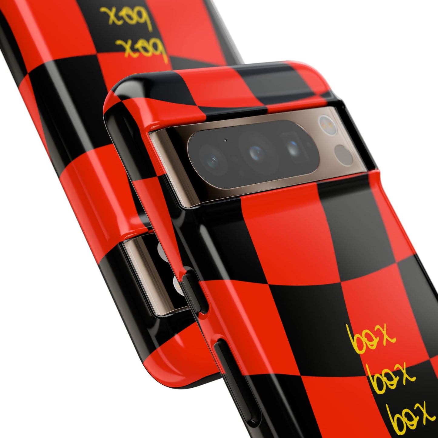 F1 Ferrari Black and Red Checkered Phone Case, Box Box Box F1 Phone Case