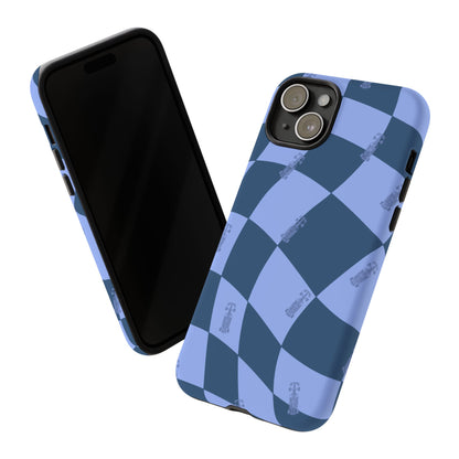 F1 Phone Case Blue Checkerboard Design, Trendy F1 Gift, Formula 1 Gift, Cute F1 Phone Case, Unique Formula One Phone Case