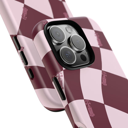 F1 Phone Case Pink Checkered Design, Trendy F1 Gift, Formula 1 Gift, Cute F1 Phone Case, Unique Formula One Phone Case