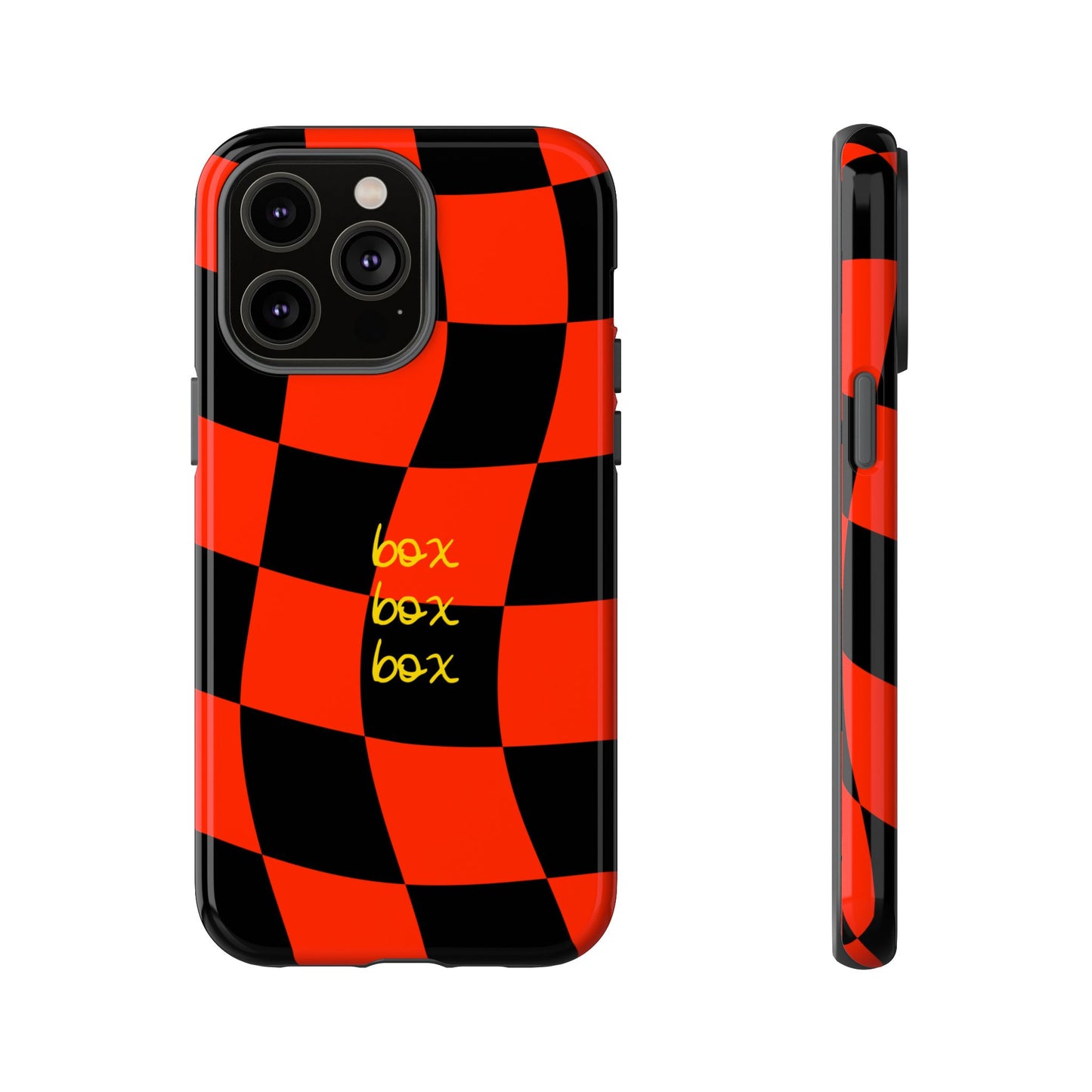 F1 Ferrari Black and Red Checkered Phone Case, Box Box Box F1 Phone Case