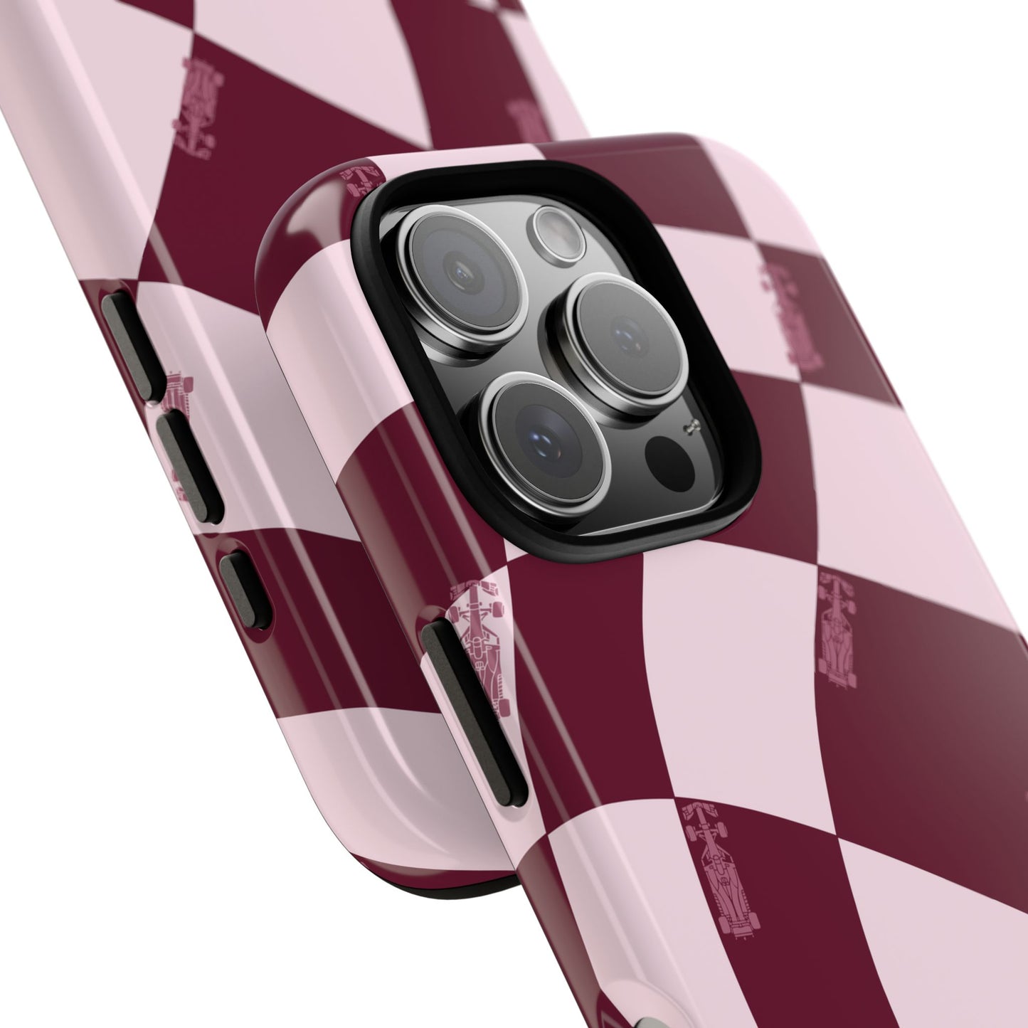 F1 Phone Case Pink Checkered Design, Trendy F1 Gift, Formula 1 Gift, Cute F1 Phone Case, Unique Formula One Phone Case