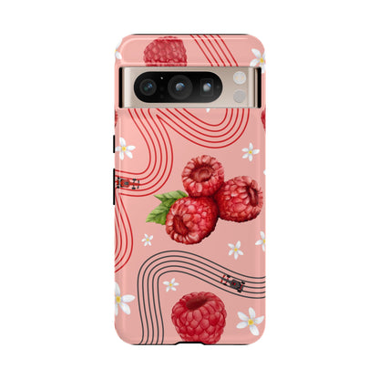 Red F1 Haas and Raspberries Phone Case, Trendy F1 Gift, Formula 1 Gift, Cute Fruit F1 Phone Case, Unique Phone Case