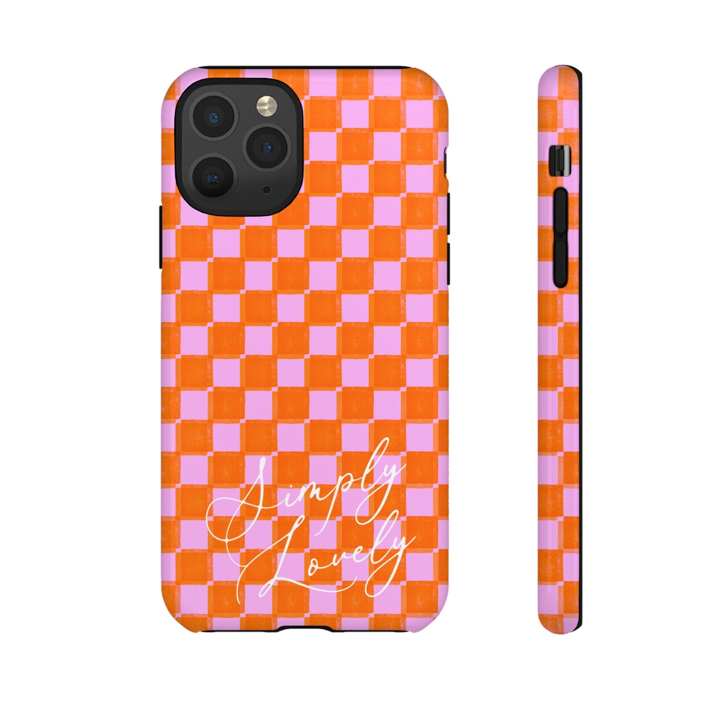 Simply Lovely Orange and Pink Checkered F1 Phone Case Design, Trendy F1 Gift, Formula 1 Gift, Cute F1 Phone Case
