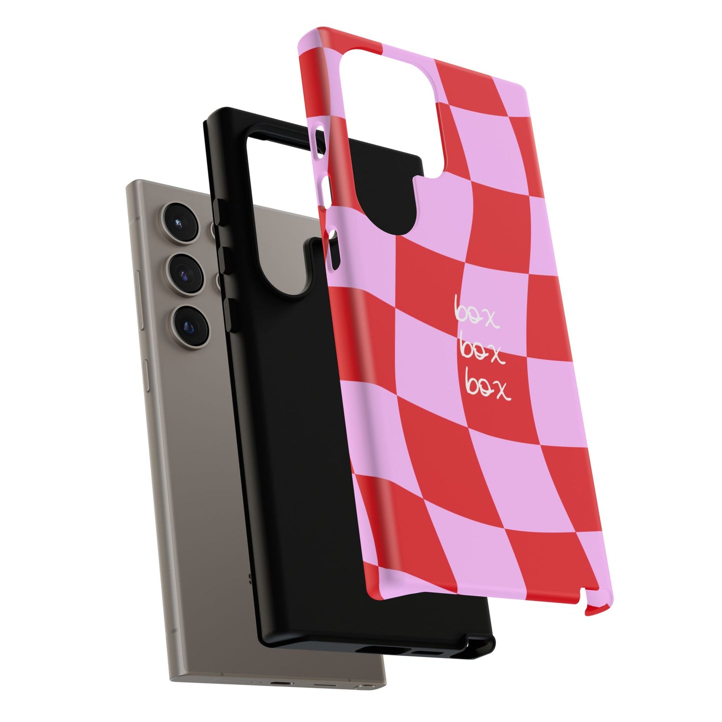 Pink and Red Checkered F1 Phone Case, Box Box Box F1 Phone Case