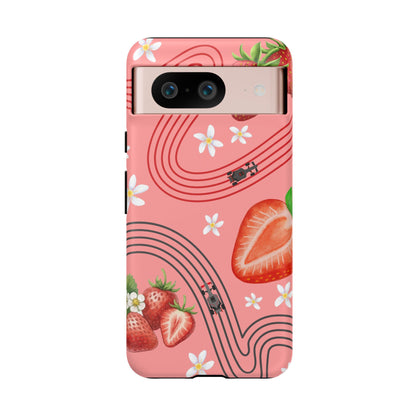 Red F1 Audi and Strawberries Phone Case, Trendy F1 Gift, Formula 1 Gift, Cute Fruit F1 Phone Case, Unique Phone Case