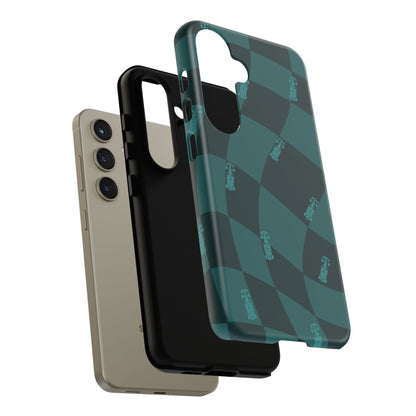 F1 Phone Case Teal Checkered Design, Trendy F1 Gift, Formula 1 Gift, Cute F1 Phone Case, Unique Formula One Phone Case