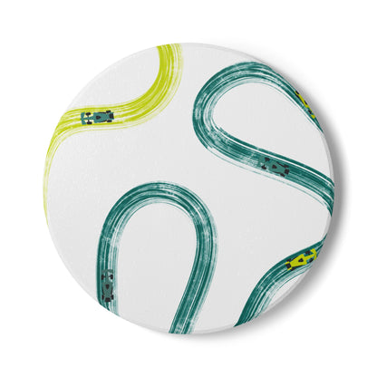 F1 Aston Martin Ceramic Coaster - Teal and Yellow Painted Tracks