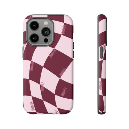 F1 Phone Case Pink Checkered Design, Trendy F1 Gift, Formula 1 Gift, Cute F1 Phone Case, Unique Formula One Phone Case