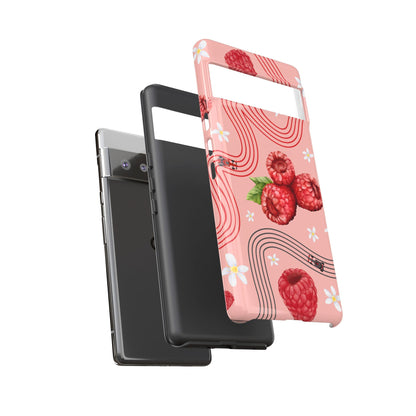 Red F1 Haas and Raspberries Phone Case, Trendy F1 Gift, Formula 1 Gift, Cute Fruit F1 Phone Case, Unique Phone Case