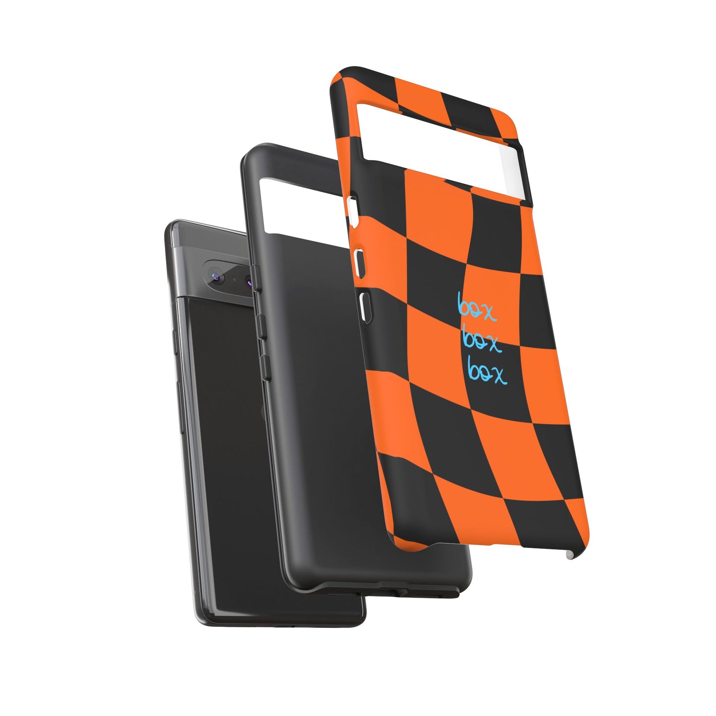 McLaren Orange and Black Checkered F1 Phone Case, Box Box Box F1 Phone Case