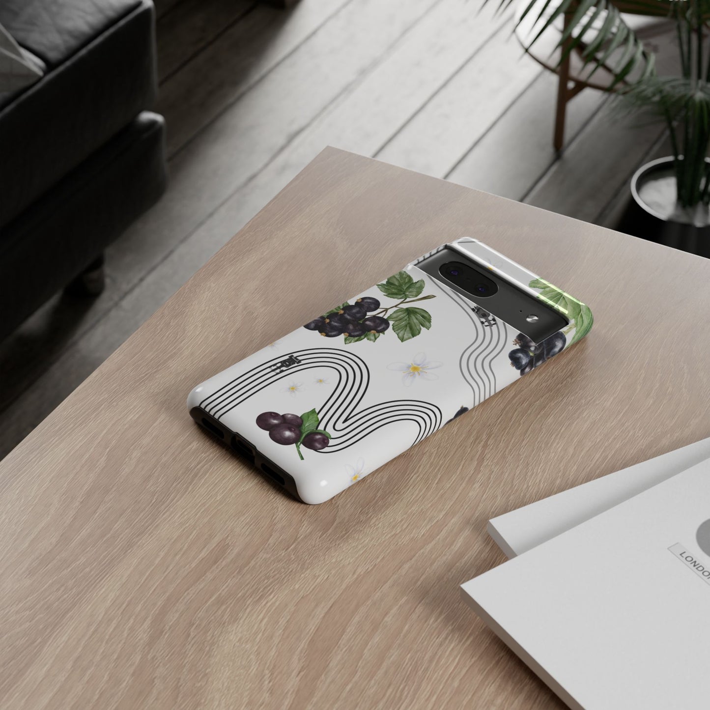F1 Cadillac and Black Currants Phone Case, Trendy F1 Gift, Formula 1 Gift, Cute Fruit F1 Phone Case, Unique Phone Case