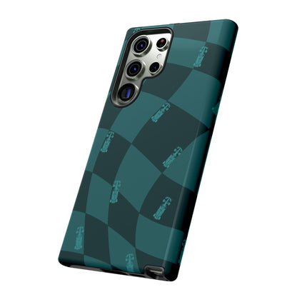 F1 Phone Case Teal Checkered Design, Trendy F1 Gift, Formula 1 Gift, Cute F1 Phone Case, Unique Formula One Phone Case