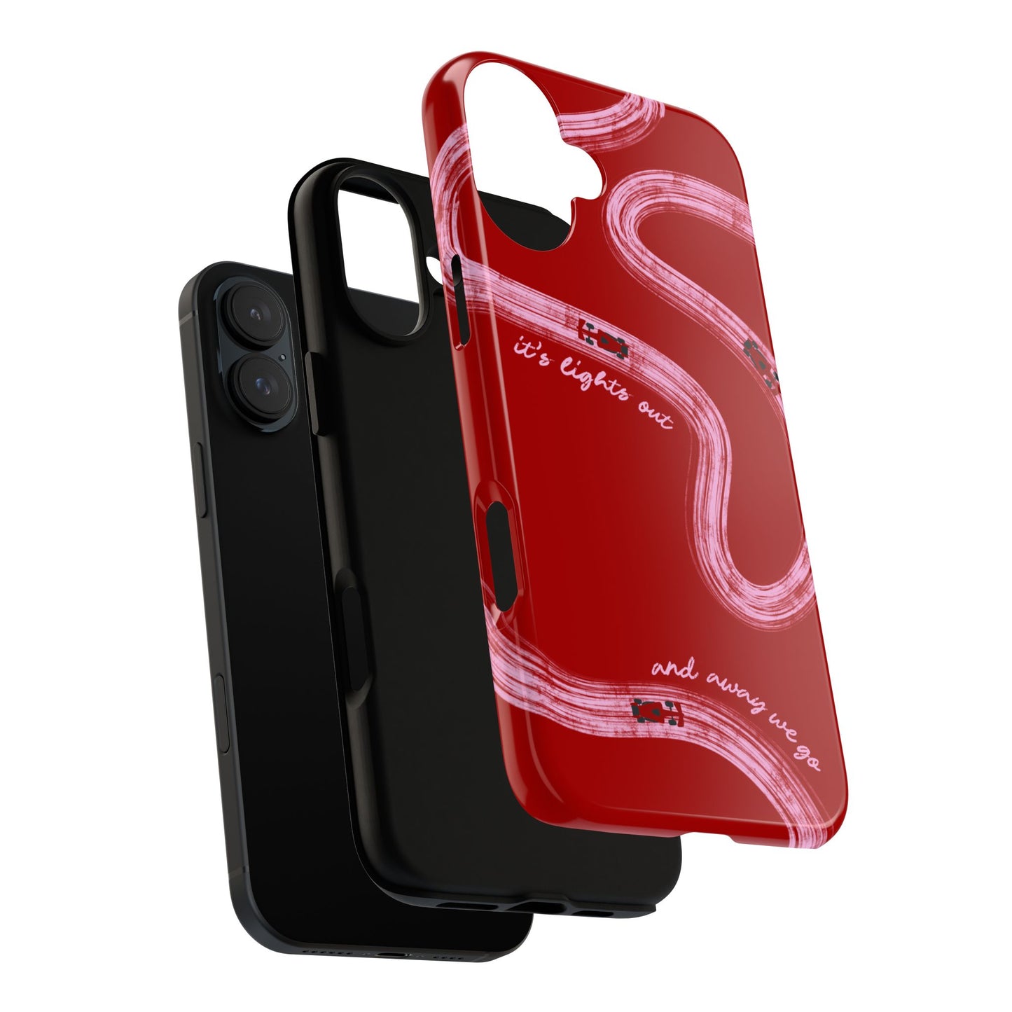 Red and Pink Lights Out F1 Phone Case Design, Trendy F1 Gift, Formula 1 Gift, Cute F1 Phone Case, Unique Formula One Phone Case