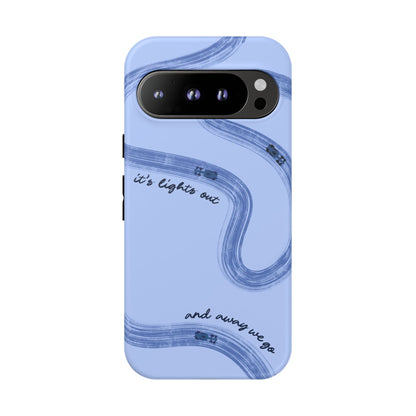 F1 Phone Case Monochrome Blue Painted "its lights out and away we go", Trendy F1 Gift, Formula 1 Gift, Cute F1 Phone Case, Phone Case