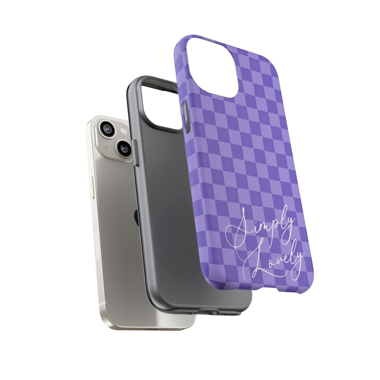 Simply Lovely Purple Checkered F1 Phone Case Design, Trendy F1 Gift, Formula 1 Gift, Cute F1 Phone Case