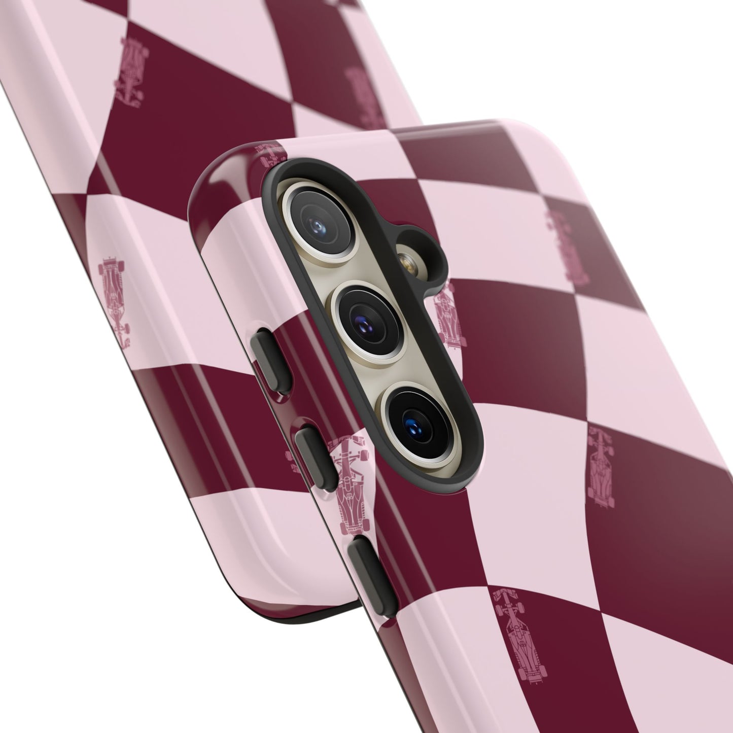 F1 Phone Case Pink Checkered Design, Trendy F1 Gift, Formula 1 Gift, Cute F1 Phone Case, Unique Formula One Phone Case