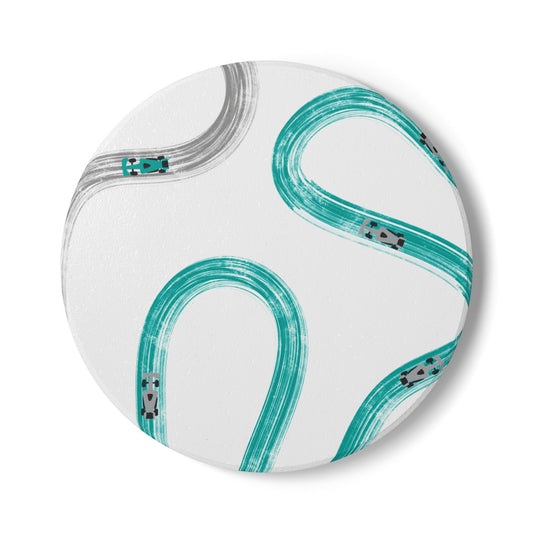 F1 Mercedes Ceramic Coaster - Teal and Gray Painted Tracks