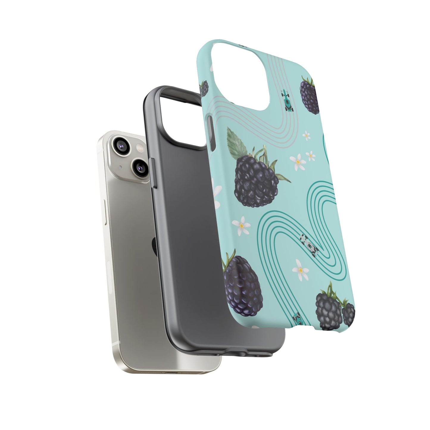 Teal F1 Mercedes and Blackberries Phone Case , Trendy F1 Gift, Formula 1 Gift, Cute Fruit F1 Phone Case, Unique Phone Case