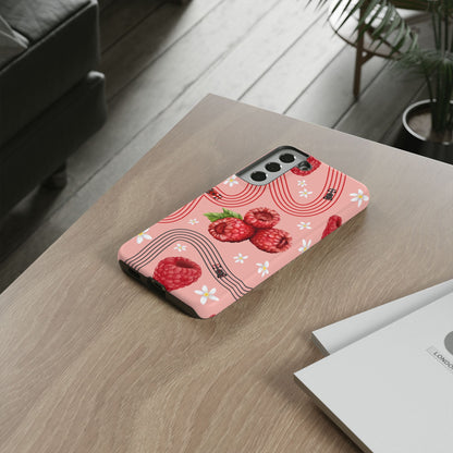 Red F1 Haas and Raspberries Phone Case, Trendy F1 Gift, Formula 1 Gift, Cute Fruit F1 Phone Case, Unique Phone Case
