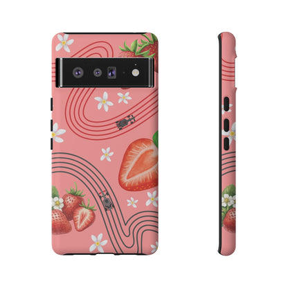 Red F1 Audi and Strawberries Phone Case, Trendy F1 Gift, Formula 1 Gift, Cute Fruit F1 Phone Case, Unique Phone Case