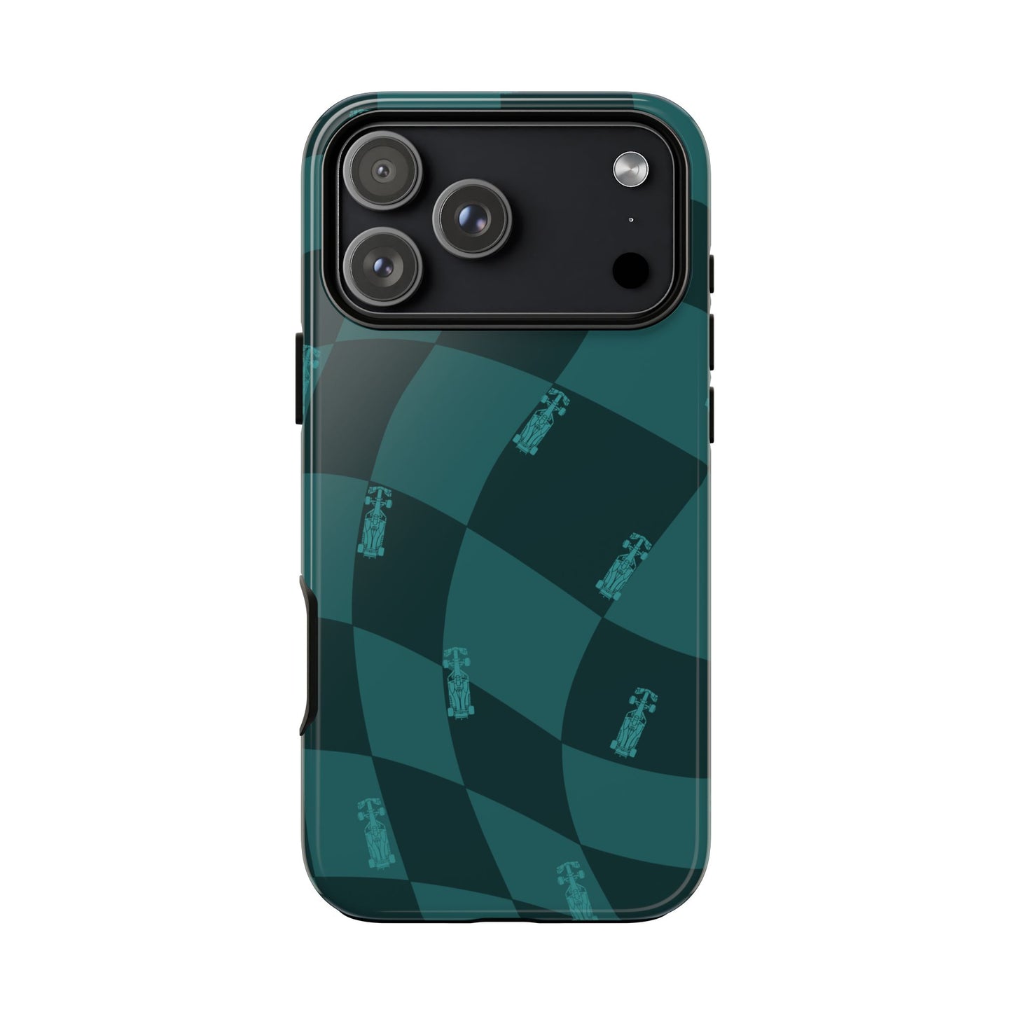 F1 Phone Case Teal Checkered Design, Trendy F1 Gift, Formula 1 Gift, Cute F1 Phone Case, Unique Formula One Phone Case