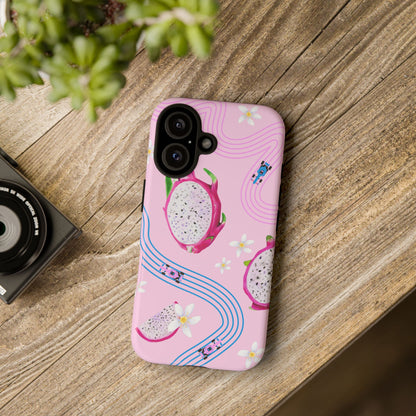 Pink F1 Alpine and Dragonfruit Phone Case, Trendy F1 Gift, Formula 1 Gift, Cute Fruit F1 Phone Case, Unique Phone Case