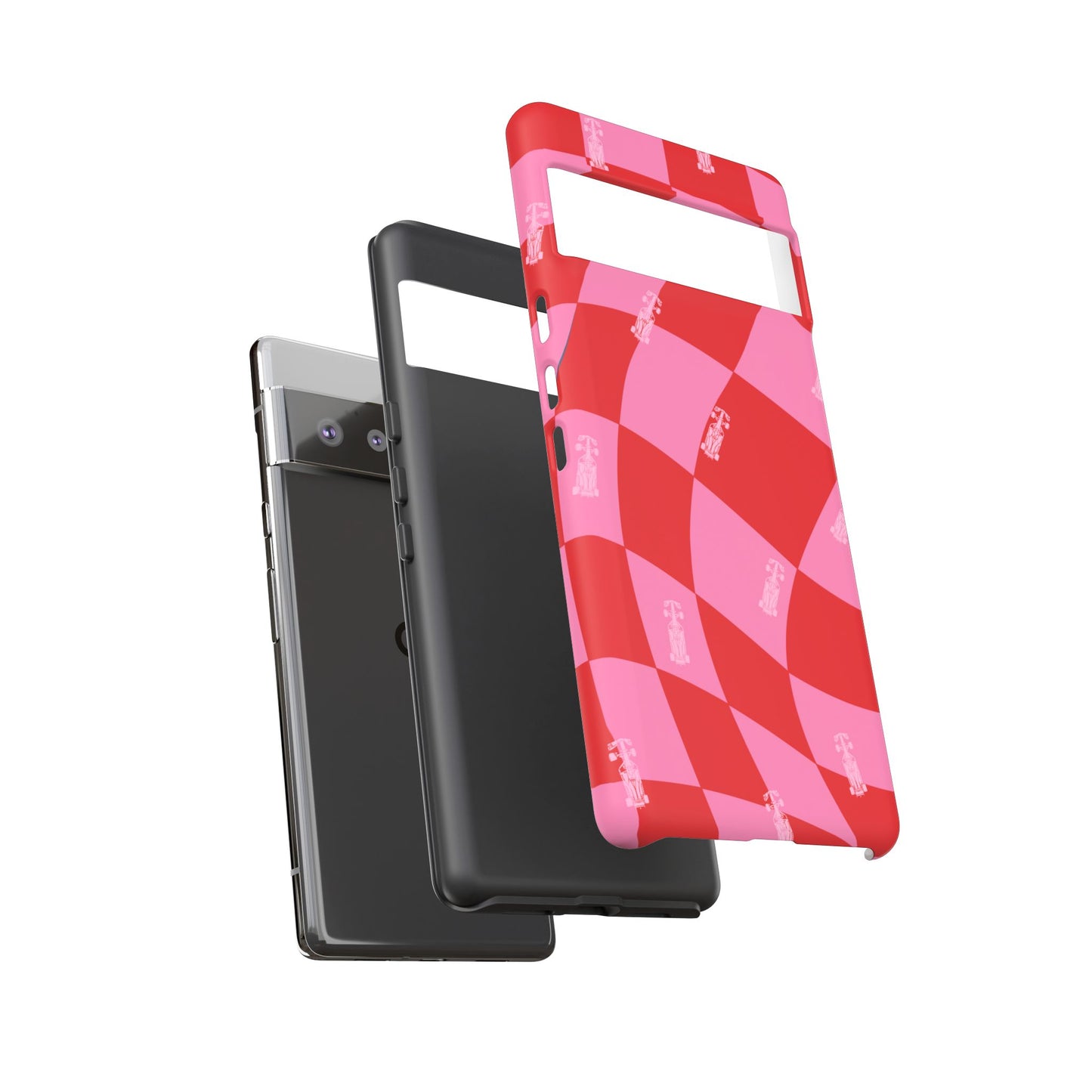 F1 Phone Case Pink and Red Checkerboard Design, Trendy F1 Gift, Girly Formula 1 Gift, Cute F1 Phone Case, Unique Formula One Phone Case