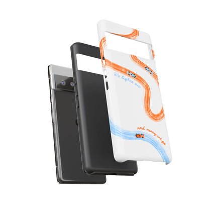 McLaren F1 Phone Case Orange and Blue Painted "its lights out and away we go", Trendy F1 Gift, Formula 1 Gift, Cute F1 Phone Case