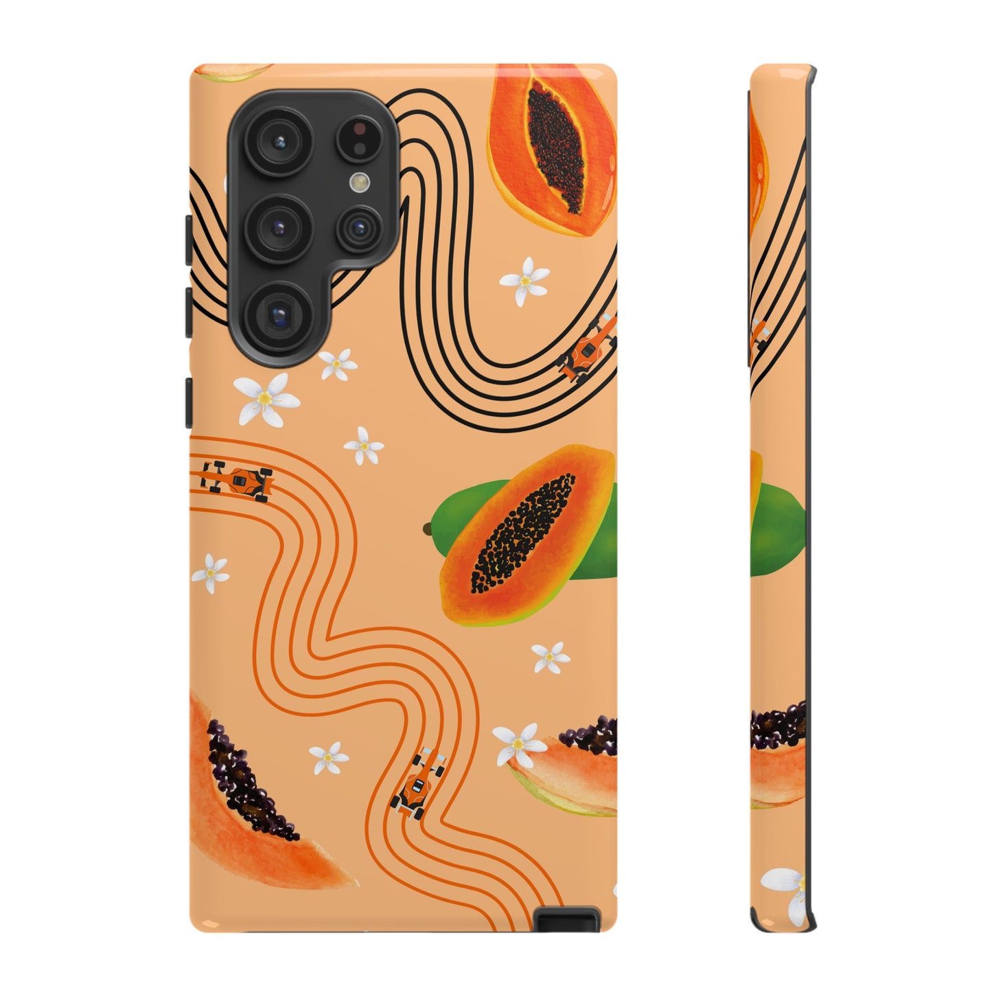 Orange F1 McLaren and Papaya Phone Case, Trendy F1 Gift, Formula 1 Gift, Cute Fruit F1 Phone Case, Unique Phone Case