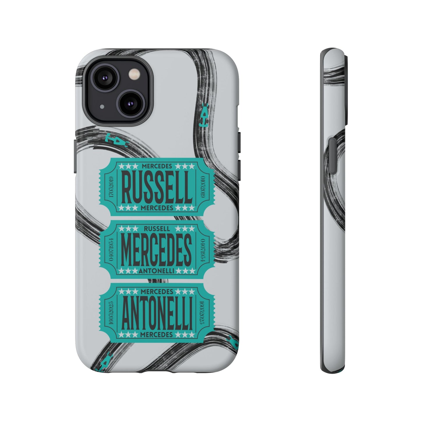 Mercedes F1 Phone Case Painted Ticket Stubs, Trendy F1 Gift, Formula 1 Gift, Cute F1 Phone Case