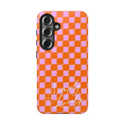 Simply Lovely Orange and Pink Checkered F1 Phone Case Design, Trendy F1 Gift, Formula 1 Gift, Cute F1 Phone Case