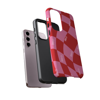 F1 Phone Case Pink and Red Checkerboard Design, Trendy F1 Gift, Girly Formula 1 Gift, Cute F1 Phone Case, Unique Formula One Phone Case