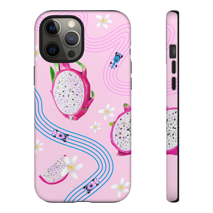 Pink F1 Alpine and Dragonfruit Phone Case, Trendy F1 Gift, Formula 1 Gift, Cute Fruit F1 Phone Case, Unique Phone Case