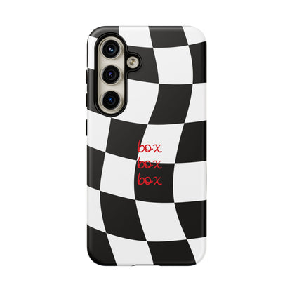 Black and Red Checkered F1 Phone Case, Box Box Box F1 Phone Case