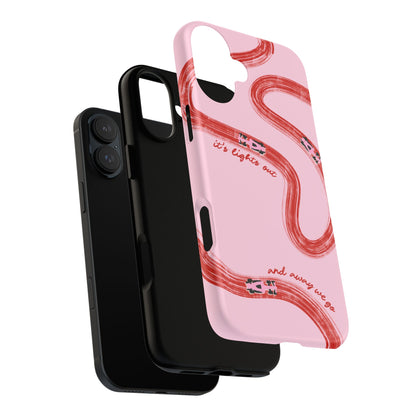 F1 Phone Case Pink and Red Painted "its lights out and away we go", Trendy F1 Gift, Formula 1 Gift, Cute F1 Phone Case, Unique Phone Case