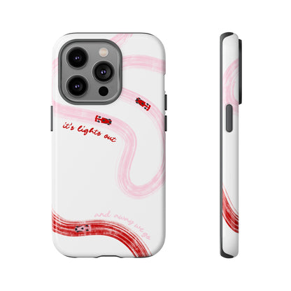 F1 Phone Case Pink and Red Painted "its lights out and away we go", Trendy F1 Gift, Formula 1 Gift, Cute F1 Phone Case, Unique Phone Case
