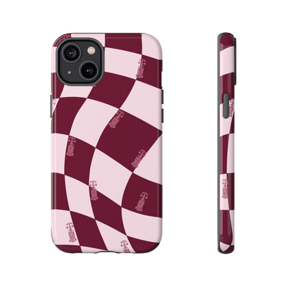 F1 Phone Case Pink Checkered Design, Trendy F1 Gift, Formula 1 Gift, Cute F1 Phone Case, Unique Formula One Phone Case