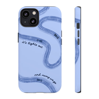 F1 Phone Case Monochrome Blue Painted "its lights out and away we go", Trendy F1 Gift, Formula 1 Gift, Cute F1 Phone Case, Phone Case