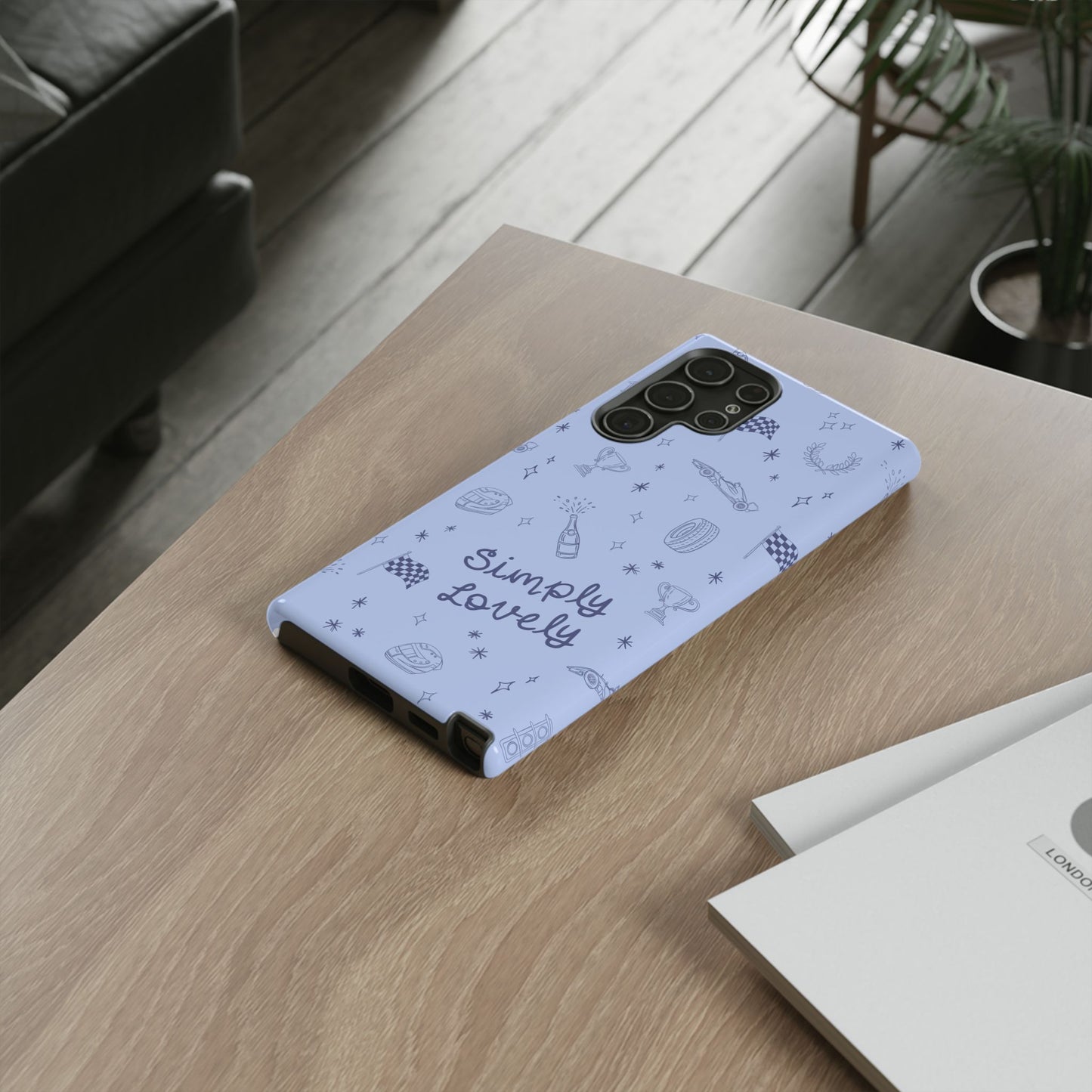 Blue Doodle "Simply Lovely" F1 Phone Case Design