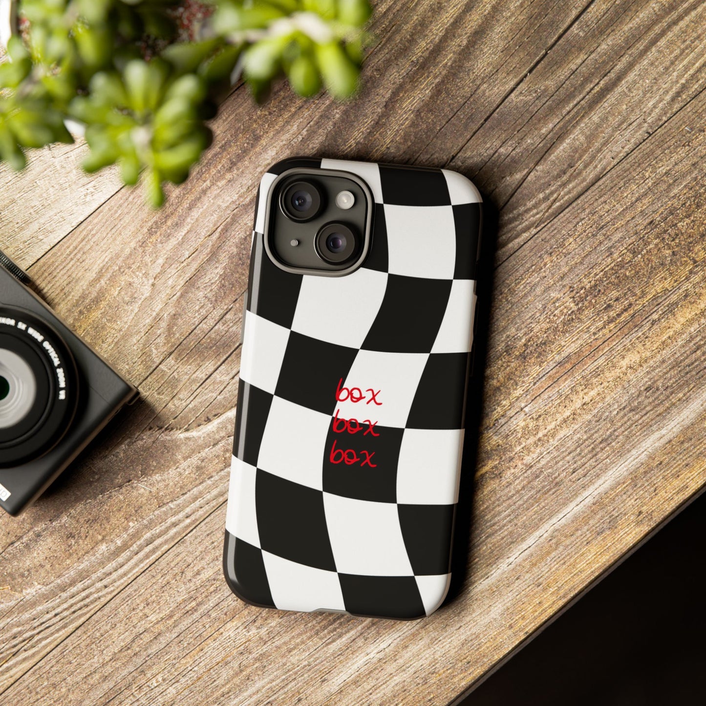 Black and Red Checkered F1 Phone Case, Box Box Box F1 Phone Case