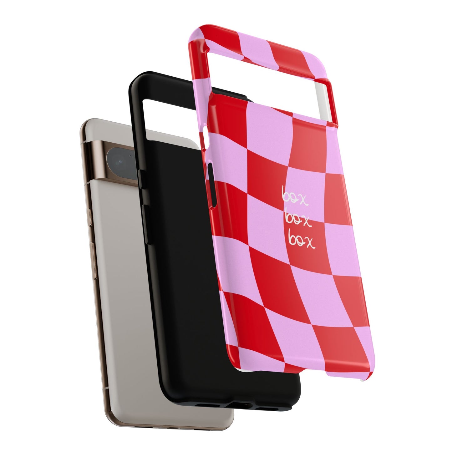 Pink and Red Checkered F1 Phone Case, Box Box Box F1 Phone Case