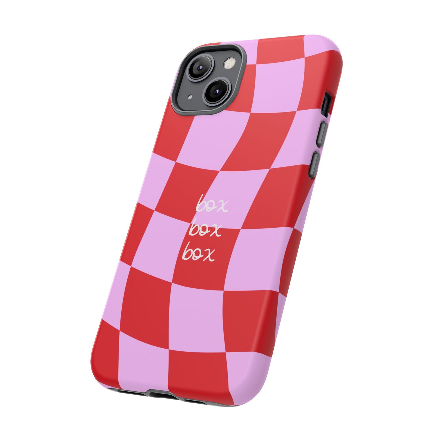 Pink and Red Checkered F1 Phone Case, Box Box Box F1 Phone Case
